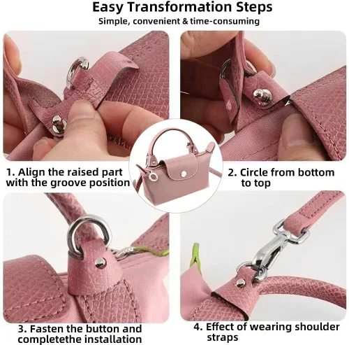 Vista 6 de Chispee Correa para bolsa, accesorios para bolsa de hombro, bolsa cruzada de bola de masa hervida, accesorios de conversión perforados para correa