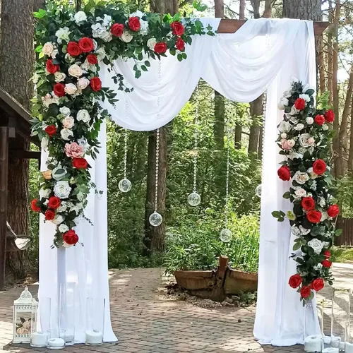 Vista 16 de 1 panel de 20 pies para arco de boda, tela transparente azul bebé para drapear, cortinas de gasa para arcos de boda, cortinas azul claro, cortinas