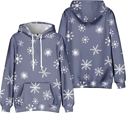 Vista 2 de Sudadera navideña con capucha para hombre, grande y alto, de algodón, ligera, gráfica, fea, de Navidad, sudadera suave personalizada