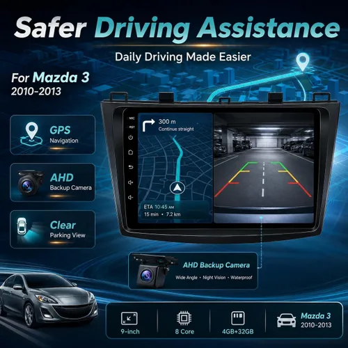 Vista 7 de Radio de coche estéreo para Mazda 3 2010-2013: pantalla táctil de 9 pulgadas con Carplay y Android Auto-GPS EQ DSP Bluetooth FM SWC Mirror Link