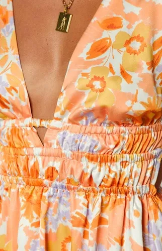 Vista 7 de Vestido corto casual de verano para mujer, diseño floral, cuello en V, sin mangas, con lazo, sin espalda, acampanado, vestido corto para fiesta