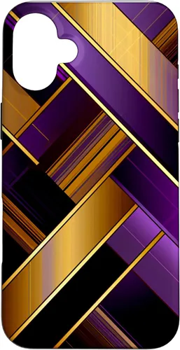 Vista 23 de Púrpura Negro Oro Plaid Patrón A Cuadros Amantes Caso Para iPhone 16