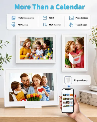 Vista 9 de 10.1 inch Digital Calendar Wall Touch Screen Electronic Calendar – Interactive Smart Family Planner, No Subscription, Chore Chart, Meal Planner