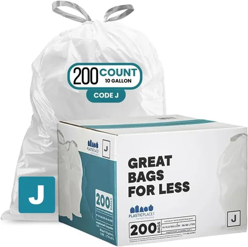 Vista 10 de Plasticplace Forro blanco con cordón de lavanda y vainilla suave, compatible con Code J (200 unidades) de 10-10.5 galones / 38-40 litros, 21 x 28