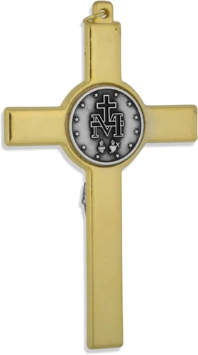 Vista 2 de Marian Crucifijo Colgante con medalla milagrosa y azul esmalte