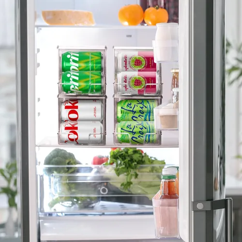 Vista 2 de Organizador de latas de refresco ClearSpace y dispensador de latas de refresco para refrigerador - Organizador de nevera y organizador apilable