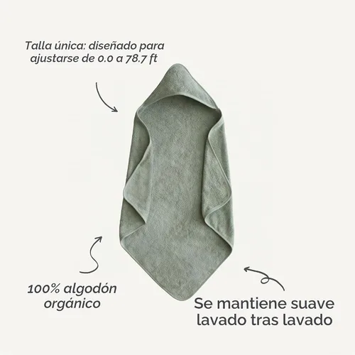 Vista 9 de Mushie Toalla con capucha para bebé Algodón orgánico (Azul bebé)
