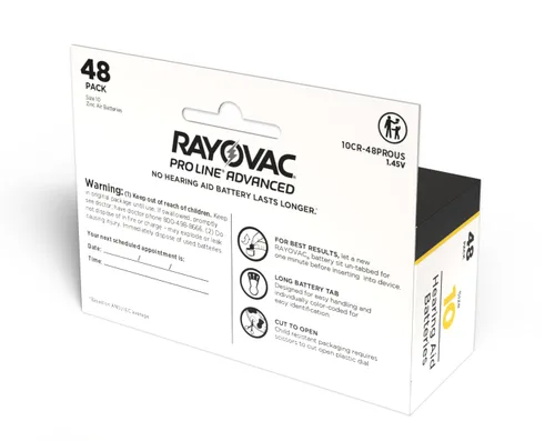 Vista 3 de Rayovac Proline Advanced Pilas para audífonos sin mercurio, 48/Caja, tamaño 10