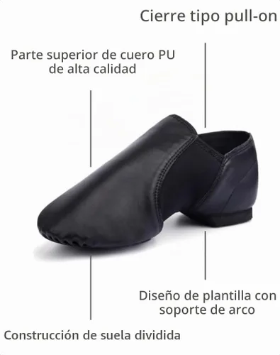 Vista 3 de Linodes Suela unisex de EVA del zapato del jazz del cuero de la PU para los Negro