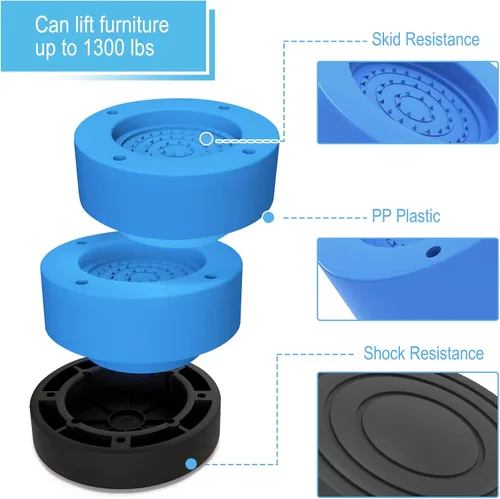 Vista 3 de Elevadores ajustables para muebles de cama elevan cualquiera de 1.3 pulgadas o 2.3 pulgadas, elevador de cama resistente para sofá, silla, sofá