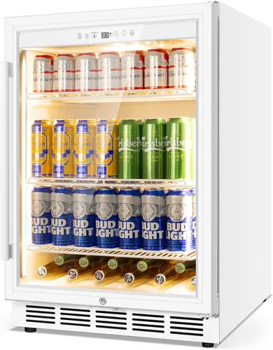 Vista 15 de Refrigerador de bebidas de 17 pulgadas de ancho – Enfriador de bebidas para 126 latas con puerta de vidrio Mini refrigerador de cerveza