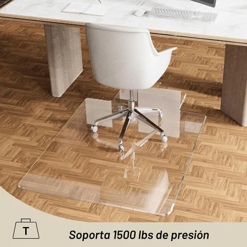 Vista 5 de MESAILUP Tapete para Silla de Oficina con Borde Biselado Irregular con Labio para Alfombra o Piso de Madera Dura Cristal Transparente 36" x 48