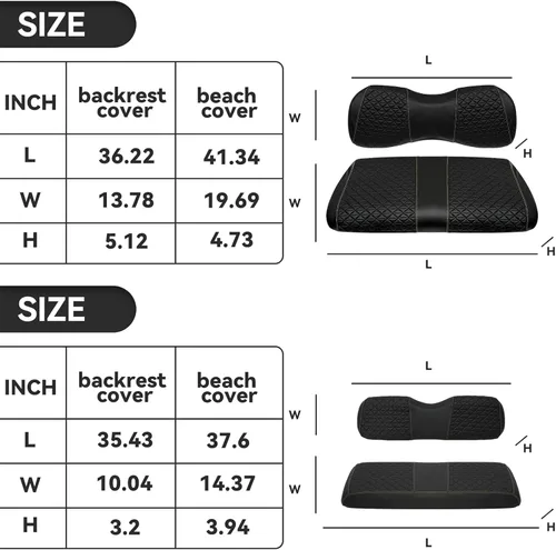 Vista 3 de XUANYUDG0769 Fundas de Asiento Delantero y Trasero para Carrito de Golf para EZGO TXT/RXV Club Car DS/Precedent Yamaha G29, Hechas de Vinilo