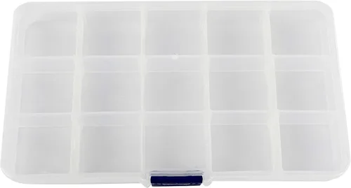 Vista 7 de Jigitz Caja organizadora de joyas de plástico, 8 unidades, caja organizadora de plástico con 15 compartimentos con separadores de rejilla