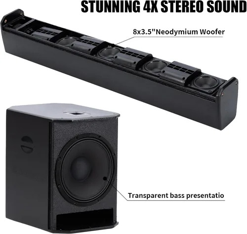 Vista 3 de (Lanzamiento esperado: mediados de mayo) EXOTON S-1503 Line Array Column DJ System con subwoofer alimentado de 15 pulgadas, 2000 W, 125 dB SPL