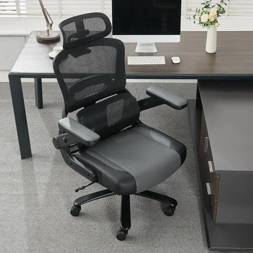 Vista 8 de Silla de oficina grande y alta de 500 libras, silla de computadora ejecutiva grande y resistente con brazos abatibles 5D, silla de escritorio