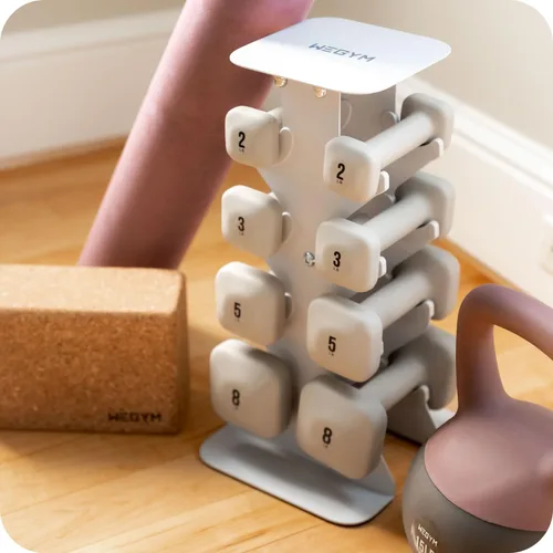 Vista 8 de WeGym SafeGrip - Mancuernas cuadradas con asas antideslizantes, pesas libres estéticas para entrenamientos en casa, diseño estable que evita rodar