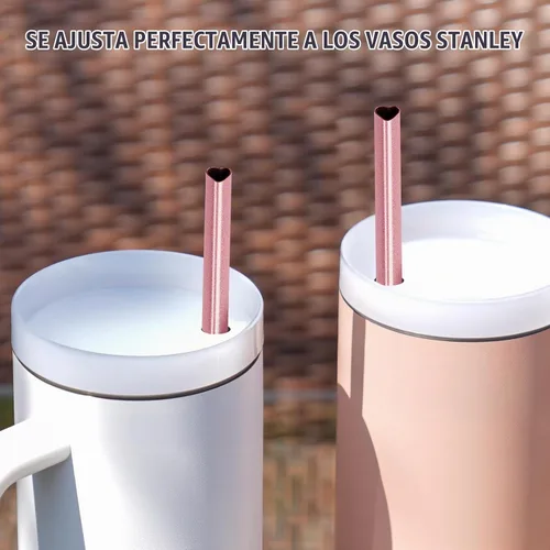 Vista 6 de NiHome - Juego de 10 pajitas de acero inoxidable con forma de corazón de 30 cm para vaso Stanley de 40 oz, con 2 cepillos de limpieza, reutilizables
