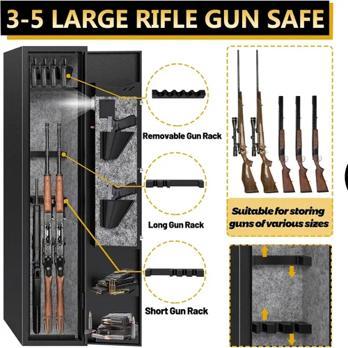 Vista 4 de Caja fuerte para armas, caja fuerte para rifles, 3-5 cajas fuertes para pistolas y rifles, cajas fuertes para rifles y escopetas, gabinete de armas