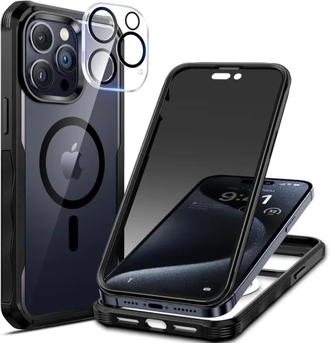 Vista 26 de seacosmo para iPhone Air Funda, Carcasa Completa con Protector de Privacidad de Vidrio Templado 9H Integrado y Protector de Lente de Cámara