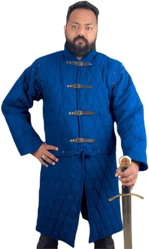 Vista 4 de THE MEDIEVALS Abrigo acolchado Gambeson Chaqueta Aketon para SCA Azul aguamarina