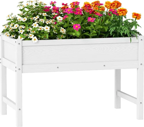 Vista 15 de Cama de jardín elevada con orificio de drenaje, impermeable, pequeña maceta elevada de polietileno de alta densidad con patas, estable y duradera