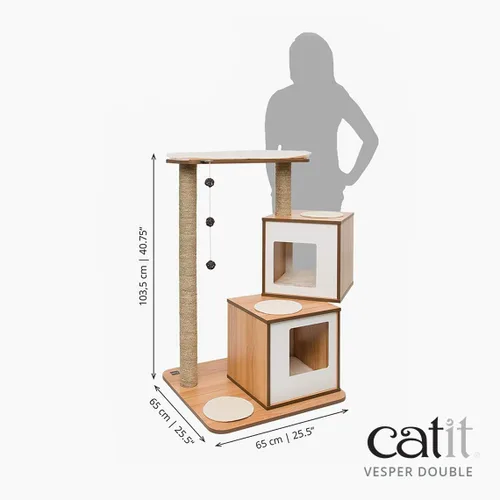 Vista 7 de Mueble Vesper para gato, V-Double, Walnut