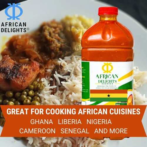 Vista 2 de African Delights Aceite de palma roja – 100% natural y puro Auténtico aceite de fruta de palma sin refinar Alto punto de humo para cocinar