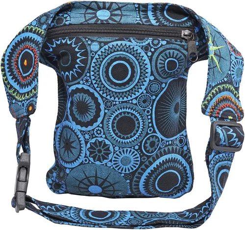 Vista 3 de The Collection Royal Riñonera Bolsos Cruzados para Mujeres Bolsa de Cinturón de Lona de Algodón Boho Hippie Festival Colorida para Mujeres
