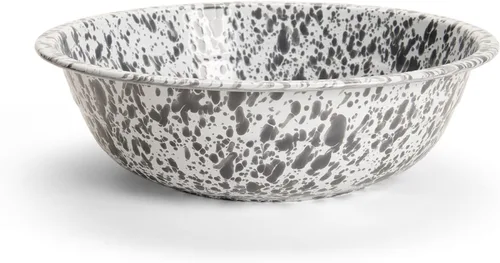 Vista 10 de Enamelware Cuenca pequeña, 4 cuartos de galón, Negro/Blanco Splatter (individual)
