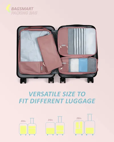 Vista 3 de BAGSMART - Juego de 6 cubos de compresión para maletas, juego de 6, 4 y 2, cubos organizadores de viaje, juego de bolsas expandibles, organizadores