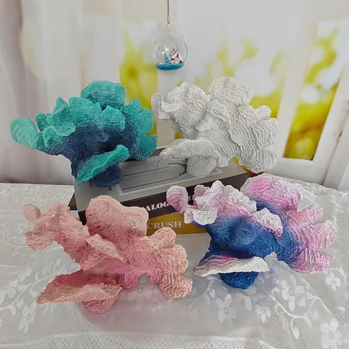 Vista 6 de Estatua artificial de coral marino, escultura para decoración del hogar, decoración náutica costera de resina para fiestas temáticas de playa, boda