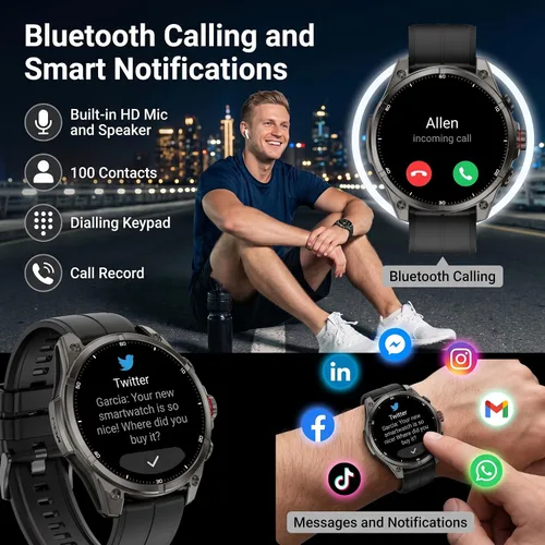 Vista 3 de SOUYIE Reloj inteligente GPS para hombres, pantalla AMOLED de 1.43 pulgadas Negro