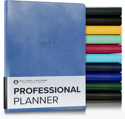 Vista 15 de Gallery Leather Professional Weekly Monthly Planner 2027, Elegantly Bound Calendar Planner and Notebook with Stylish Gold-Gilded Page Edges, 12