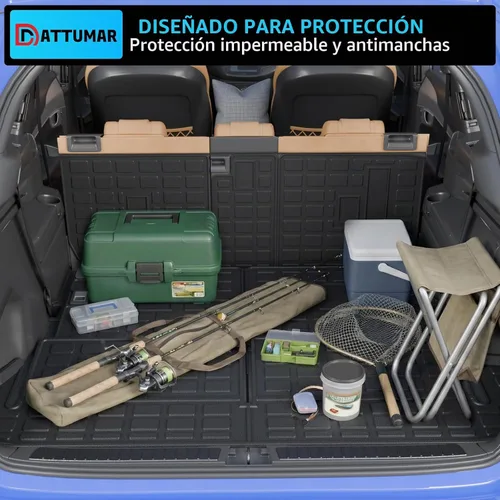 Vista 7 de Tapete de carga compatible con Toyota 4 Runner 2010-2024 de 7 asientos, tapete de carga para maletero, protector de asiento trasero de TPE 2023