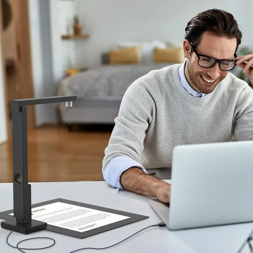 Vista 7 de CZUR Lens1200 Pro Escáner de Documentos Portátil, Cámara de Documentos USB de 12MP, Escaneo Rápido 1s/Página, Tamaño de Captura A4, OCR Fácil