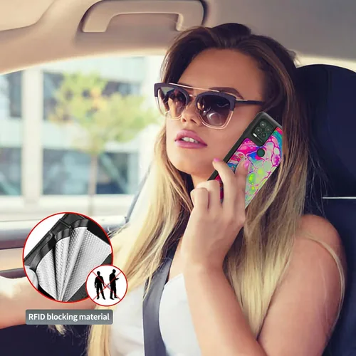 Vista 2 de Funda tipo cartera de mármol abstracto para Moto G Stylus 5G 2021 con tarjetero y bloqueo RFID, piel sintética suave, función atril, cierre