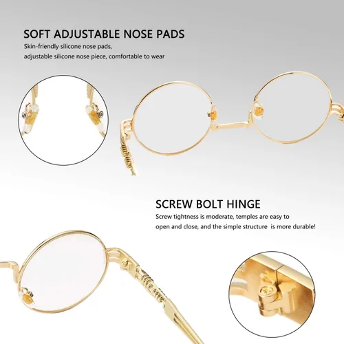 Vista 4 de DeBuff Gafas de sol retro redondas steampunk hippie