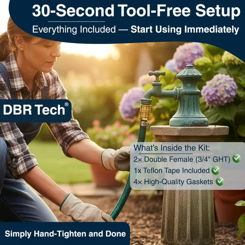 Vista 4 de DBR Tech® Adaptador de manguera hembra a hembra Conector de manguera de jardín resistente a prueba de fugas, accesorios de latón de agua GHT