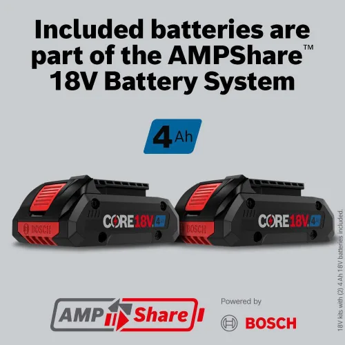 Vista 10 de Bosch GSB18V-800CB24 1/2 pulg. Kit de taladro percutor/taladro sin escobillas listo para conectar con (1) batería CORE18V® de 4 Ah de potencia