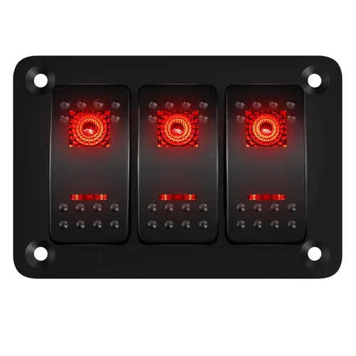 Vista 7 de DaierTek Panel de Interruptor Marino Impermeable 12V Panel de Interruptor Basculante de 3 Bandas Luz LED Azul Interruptor de Palanca Panel