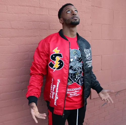 Vista 2 de SCREENSHOT Hip-Hop Urban NYC - Chaqueta bomber moderna para exteriores, ligera, con estampado de graffiti y cremallera