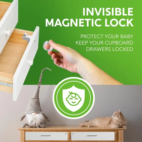 Vista 2 de Cerradura de gabinete para bebés, cerradura magnética de seguridad para niños, cerradura a prueba de bebés para armario y cajón, cerradura magnética
