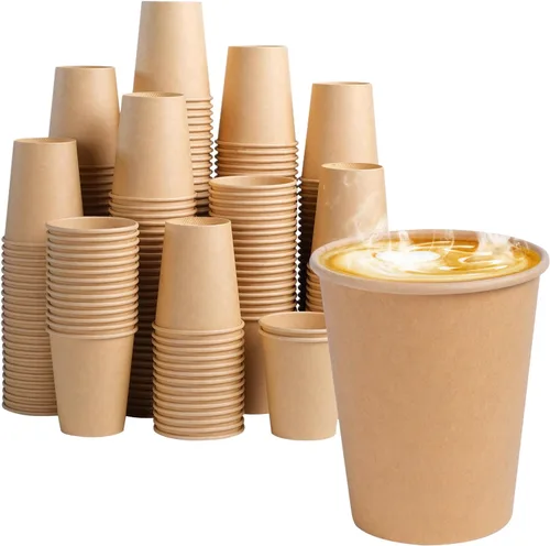Vista 8 de BYSNOW Paquete de 200 vasos de papel kraft de 10 onzas, tazas de café de papel desechables, tazas de café marrones sin blanquear para bebidas
