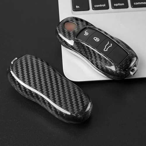 Vista 5 de Funda para llavero de fibra de carbono auténtica y genuina 100% pura, ajuste deportivo para Porsche Boxster Turbo Cayenne Panamera Macan Cayman 911