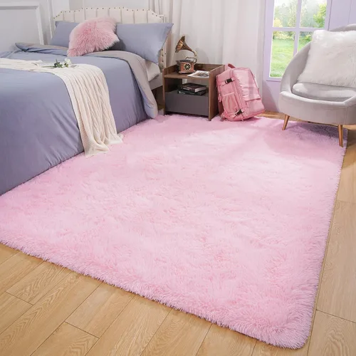 Vista 237 de Softlife Alfombra naranja para dormitorio, alfombra de felpa esponjosa para sala de estar para niñas, alfombra lanuda para niños, alfombra suave