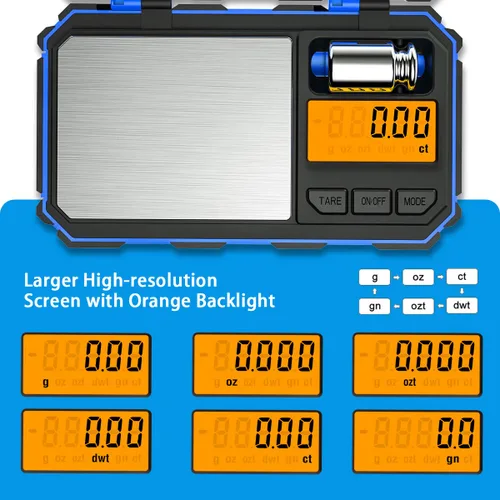 Vista 3 de Mini báscula digital (actualizada), báscula de bolsillo de 7.05 oz/0.00 oz, peso de calibración de 1.76 oz, báscula inteligente electrónica, 6