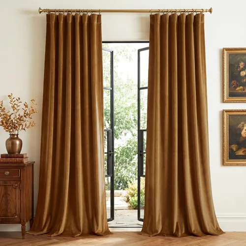 Vista 11 de StangH Cortinas opacas de terciopelo marrón para sala de estar, 52 pulgadas