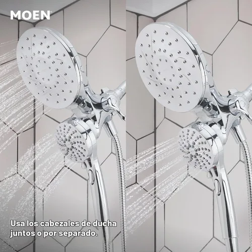 Vista 4 de Moen Engage Chrome Magnetix 2 en 1 Combo de ducha de lluvia con rociador de ducha de mano desmontable, con sistema de acoplamiento magnético, 26009