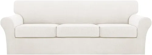 Vista 95 de Turquoize 2 fundas para sillas de sala de estar, funda de sofá con fundas de cojín individuales, funda de muebles para sillas (silla, beige biscotti)